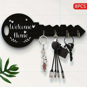 8pcs [Vintage Wooden Key Hook] Welcome Home Wall Decoration Hook for Farmhouse Country Home, Halloween, Thanksgiving, Christmas, Home Decor