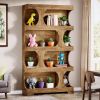 Asymmetrical Open Bookcase 4 Tier Storage Display Cabinet