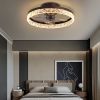 19.7" Ceiling Fans with Lights, Low Profile Ceiling Fan and Remote, Flush Mount Ceiling Fans, Stepless Dimmable LED Light, Brown Fixtures for Bedroom