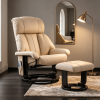 Beige Massage Recliner Chair with Ottoman 360Â° Swivel Recliner And Footstool 10-Point Vibration for Home Comfort