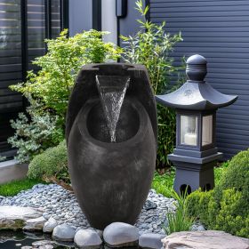 Backyard Water Fountain â€“ 21.5' Tall Floor Standing Fountain, Indoor/Outdoor Modern Two-Tier Waterfall for Garden, Patio, or Yard DÃ©cor