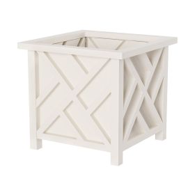 Lattice Design Outdoor Planter Box - 14.75' Plant Pot - Decorative Plant Pots for Front Porch Decor - Flower Pots Outdoor Planters for Porch Patio or