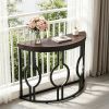 Industrial Console Table 43 Inch Half Moon Shaped Accent Sofa Table Vintage Style Living Room Furniture
