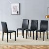 Four black PU dining chairs, simple and versatile