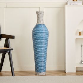 39-Inch Tall Standing Designer Floor Vase - Durable Artificial Rattan - Elegant Two-Tone Dark Brown Finish - Ideal Decor Accent for Living Room