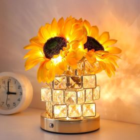 Sunflowers Flower Lamp,Rechargeable Cordless Touch Table Lamp,3-Colour Infinitely Dimming Small Night Light
