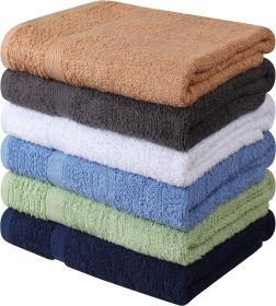 100% Cotton 6 Pack Bath  Towel Set, Quick Dry, Super Absorbent, Light Weight, Soft, (27 x 54 Pack of 6) Beige, White, Grey, Sky Blue, SAGE Green, Navy
