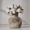 Ceramic Rustic Farmhouse Vase | 6 Inch Pottery Decorative Flower for Home Decor | Boho Vase | Terracotta for Table, Living Room, Bathroom Decoration