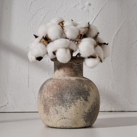 Ceramic Rustic Farmhouse Vase | 6 Inch Pottery Decorative Flower for Home Decor | Boho Vase | Terracotta for Table, Living Room, Bathroom Decoration