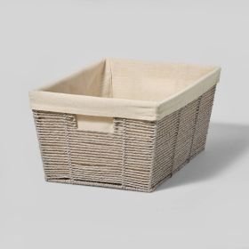 Gray Large Tapered Woven Twisted Paper Rope Basket, 17" x 12" x 8"