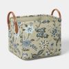 Green Floral Quilted Fabric Storage Bin