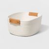 Small Cream Tapered Basket, 13 Inch Square Base Decorative Coiled Rope Basket