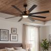 72 lnch lndustrial Smart Celing Fan with Light and Remote Control via WIFI Alexa,Large Celing Fan with 8 Black plywood Blades