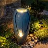 16"Ã—32" Outdoor Cracked Jar Water Fountain with LED Lights Resin Patio Water Feature