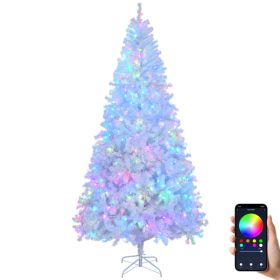 8 FT Pre-lit Artificial Christmas Tree, APP Controlled Xmas Tree Hinged Branches with 500 RGB Lights and 1500 Branch Tips