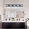 32" Modern Black 5-Light LED Vanity Light, Square Acrylic Lampshades Wall Mount Fixture for Bathroom, Mirror Lighting