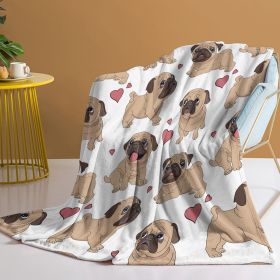 1pc Cute Cartoon Lapdog Heart Pattern Cute Pet Style Soft And Skin Friendly Blanket Cover Blanket Casual Blanket