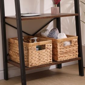 Xemussa 1-piece hand woven natural water hyacinth rectangular storage basket with inner handle wicker basket, storage basket