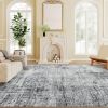 Area Rug for Living Room 5x7, Modern Abstract Machine Washable Rug, Non-Slip Carpet for Bedroom, Dining Room, Grey