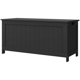 Storage Trunk with 2 Safety Hinges, Modern Entryway Bench with Side Handles, Storage Chest for Living Room, Black