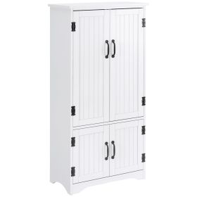 48" 4-Door Storage Cabinet Multi-Storey Large Space Pantry with Adjustable Shelves White