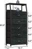 Black Dresser with 5 Drawers, Vertical Storage Tower Fabric Dresser for Bedroom