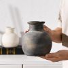Ceramic Rustic Farmhouse Vase | 6 Inch Pottery Decorative Flower | | Terracotta Vase for Home Table, Living Room, Bathroom Decoration, Shelf , Mantel