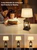 20.5in Black Gold Farmhouse Bedside Table Lamp, Suitable For Living Rooms, 3-Way Dimmable Touch Modern Bedside Table With 2 Lights For Bedrooms, Homes
