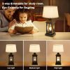 20.5in Black Farmhouse Bedside Table Lamp for Living Room, 3-Way Dimmable Touch Control Modern Nightstand Lamp with 2 Light for Bedroom, Home