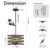 13" Rustic Industrial Pendant Light, 3-Light Black and Walnut Metal Cage Chandelier with Wood Accents for Kitchen Island and Dining Room (No Bulbs)