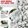7FT Flocked Christmas Tree with 450 Warm White LED Lights – 1060 Tips, Snowy PVC & Hard Needle Branches, Hinged Design for Easy Setup