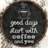 CIFbuy 1pc 8x8in Vintage 2D Flat Round Sign, "A Good Day Starts With" Decorative Plaque, English Quote Wall Art for Cafe Kitchen RestauTikTok