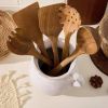 Rustic Kitchen Utensil Holder - 7.6 Inch Ceramic Utensil Crock for Countertop, Vintage Kitchen Counter Decor