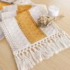 Boho Table Runner for Fall Home Decor with Tassels 72 Inches Long Farmhouse Yellow Rustic Table Runner Macrame Burlap Table Decoration for Living Room