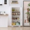 48" 4-Door Storage Cabinet Multi-Storey Large Space Pantry with Adjustable Shelves White
