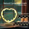 Natural Crystal Night Lamp Heart Shape Bedroom Bedside Sleep Night Light Healing Crystal Gemstone Citrine Light Tri-Color Ambient Light USB Powered fo