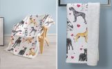 Great Dane Dog Blanket Red Heart Puppy Print Sherpa Fleece Throw Blanket Funny Kawaii Dog Portrait Plush Blankets Love Pets Gift for Women Kids