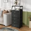 Black Dresser with 5 Drawers, Vertical Storage Tower Fabric Dresser for Bedroom