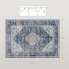 8x10 Area Rug, Vintage Machine Washable Rug, Non-Slip Floor Carpet for Living Room, Bedroom, Dining Room, Blue