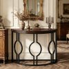 Industrial Console Table 43 Inch Half Moon Shaped Accent Sofa Table Vintage Style Living Room Furniture