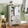 Farmhouse Bathroom Floor Cabinet Freestanding Wooden Storage Organizer