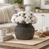 Ceramic Flower Vase with Wide Mouth Lace, 5.1 Inch Pottery Rustic Farmhouse Boho Vases, Small Terracotta Vase for Home Decor, Table, Living Room