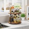 Lazy Susan Wood Rotating Spice Rack 12" 2-Tier for Kitchen
