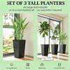 A set of 3 outdoor flower pots, conical flower pots, space saving, black