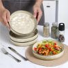Pasta Bowls, 8.25'' Large Bowl Sets of 4, Stoneware Round Shallow Dinner Plates for Meal, Ceramic Salad Serving Plate for Cereal, Soup