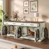 70.8" Large Dog Crate Furniture for 2 Dogs, Dog Kennel Indoor with Removable Divider Door and 4 Storage Drawers, End Table