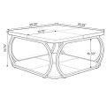 Square Coffee Table 39' Central Cocktail Table with 2-Tier Shelves Living Room Decorative Modern Simple Style Wood Color