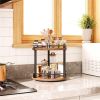 Lazy Susan Organizer, Rotating Spice Rack, 2 Tier Spice Turntable Organizer Rustic Brown