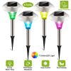 4 PCS Solar Powered Color Changing Path Lights, IP44 Waterproof Auto DusktoDawn LED Lights for Garden, Yard, Driveway and Patio Decoration