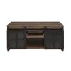 Rustic Oak and Black Coffee Table with Sliding Doors